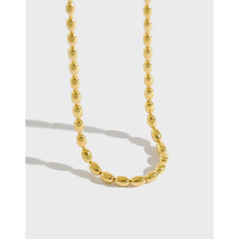 925 Sterling Silver Gold Plated Jewlery Beaded Choker Women Necklace