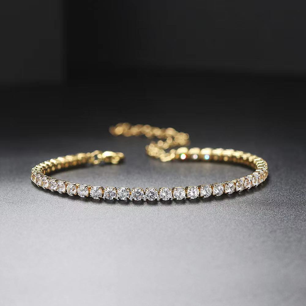 High Quality 3pcs CZ Women Jewelry 18K Gold Plated Luxury Tennis Chain Cubic Zirconia Anklet