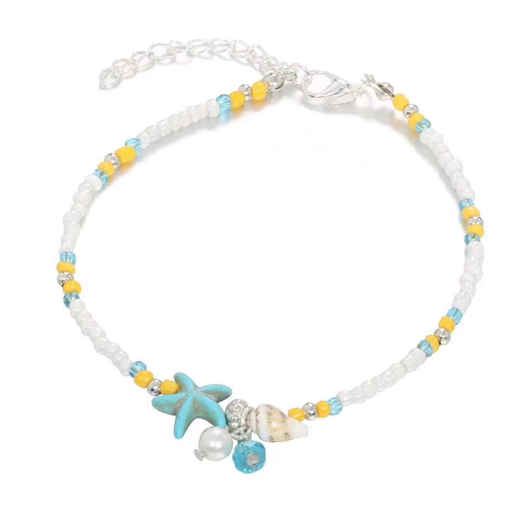 Trendy Pearl Summer Barefoot Beach Jewelry Shell Beaded Anklet