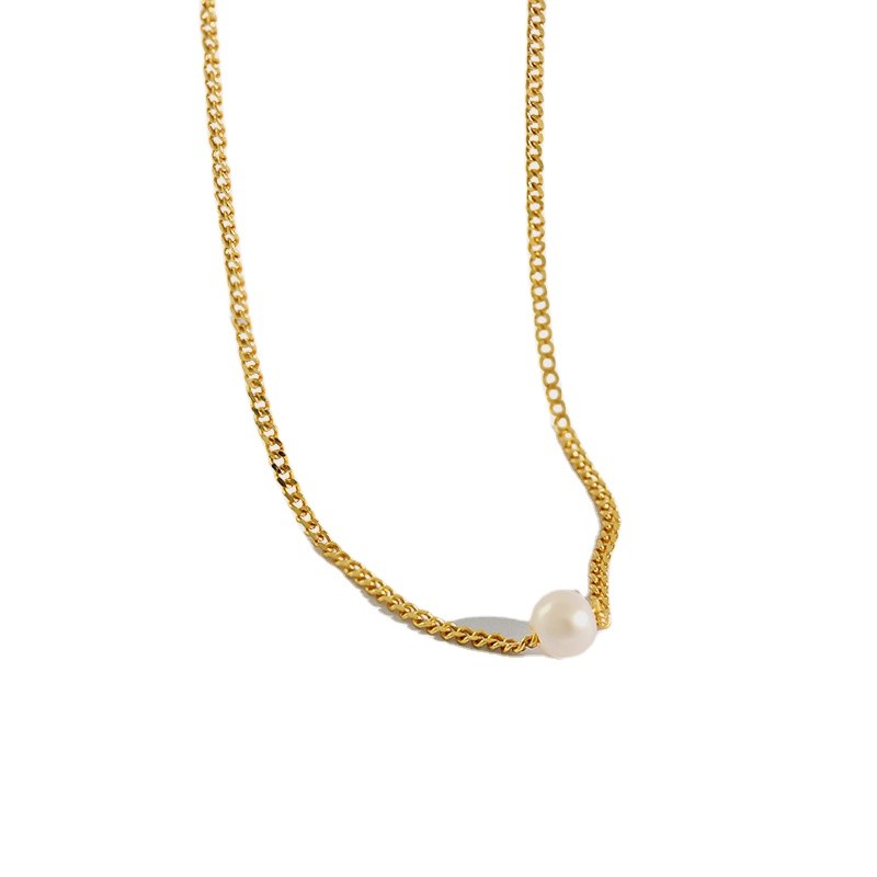 The Pearl Source Freshwater Cultured 14 K Gold Plated Pearl Charm Chain Women Necklace Jewelry