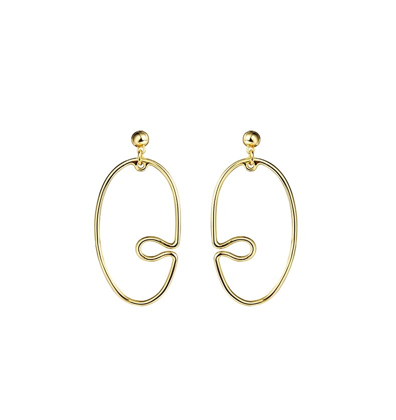 Factory Direct Sale Jewelry Woman Brass 18k Gold Plated Irregular Shape Gold Plated Large Earring