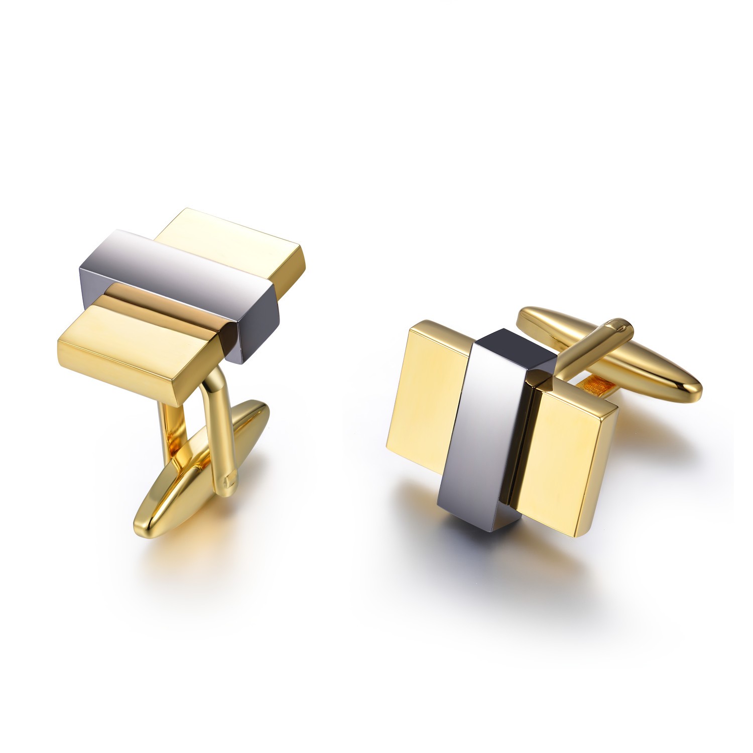 Classic High Polished Cufflink 925 Sterling Silver Cufflink Gold And Rhodium Plated Jewelry