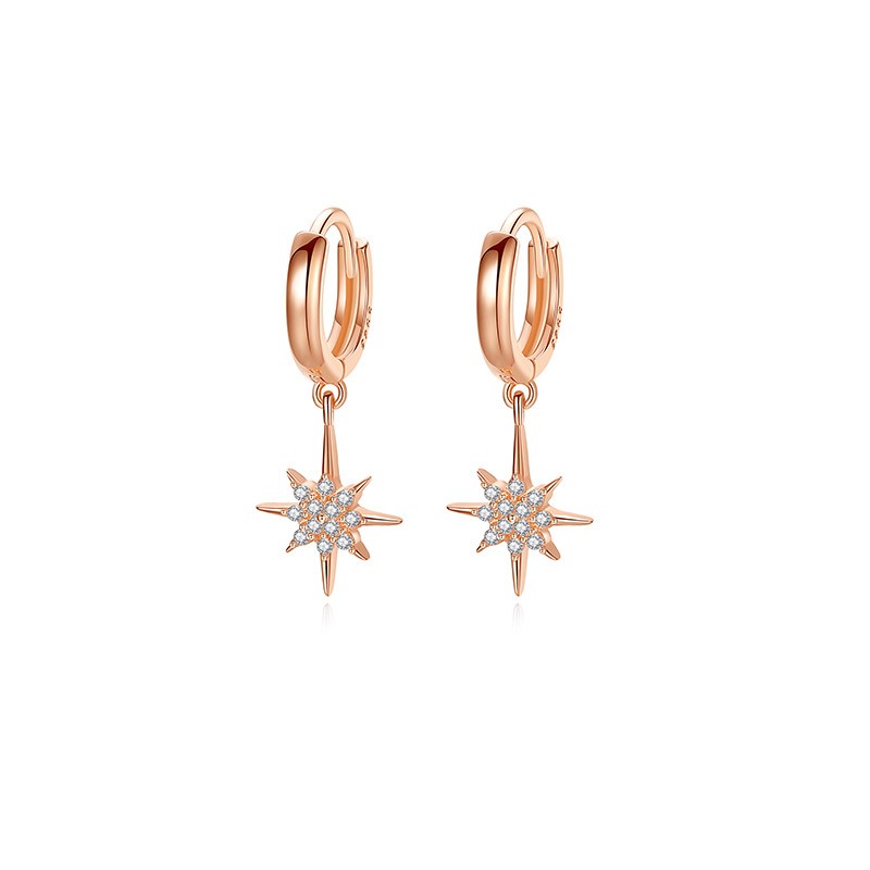 Factory Direct Sales 925 CZ Sterling Silver Jewelry Star Earring Women Fashion Earring Stud