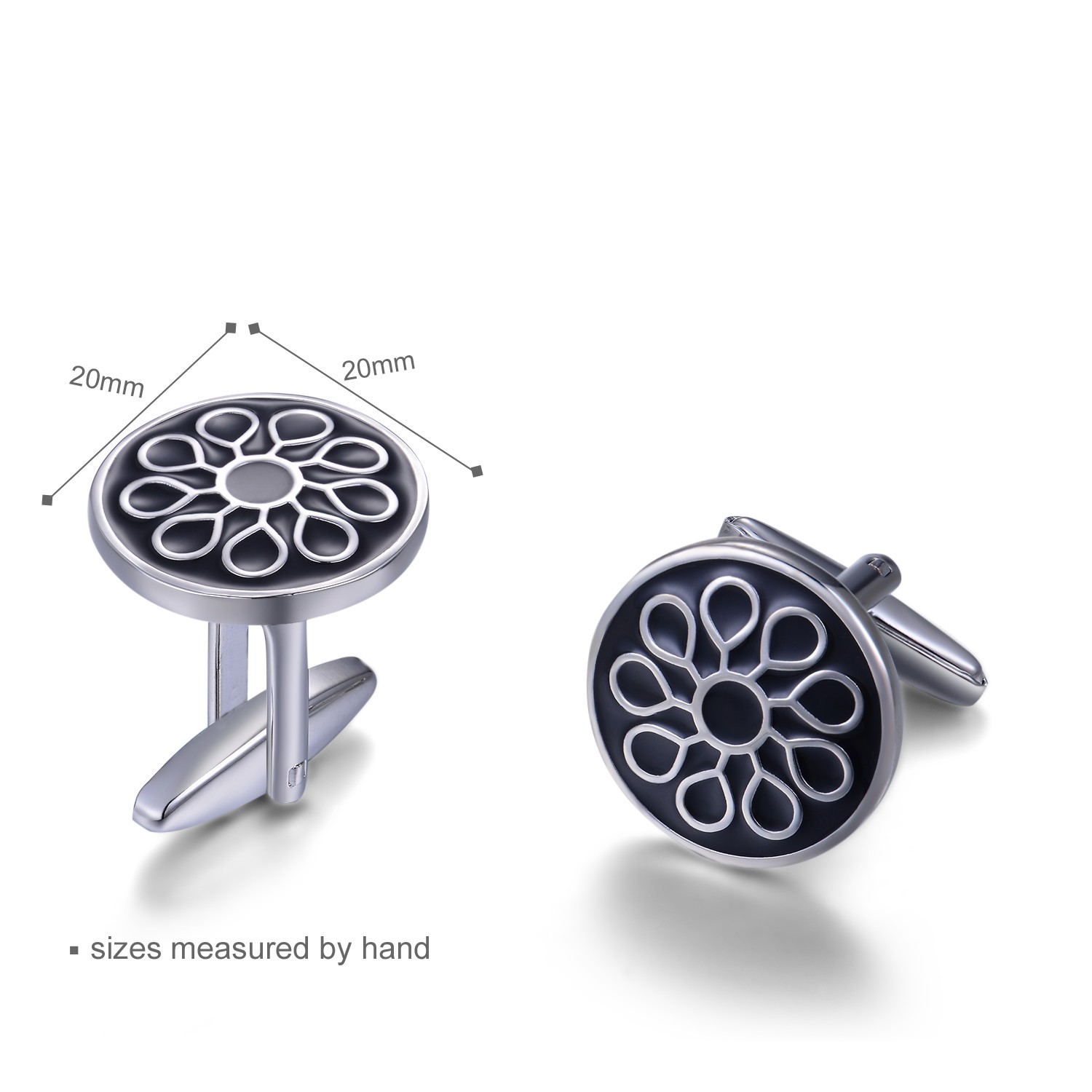 Rhodium Plated Cuff-links Black Enamel Wholesale Jewelry Vendors Brass Sublimation Men Cullinks