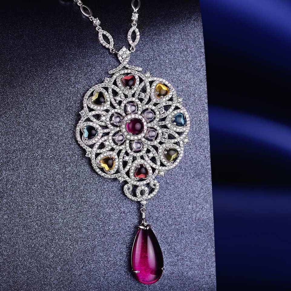 High Quality Cubic Zircon Luxury elegant Pendant 925 Sterling Silver Pendant Necklace jewelry 