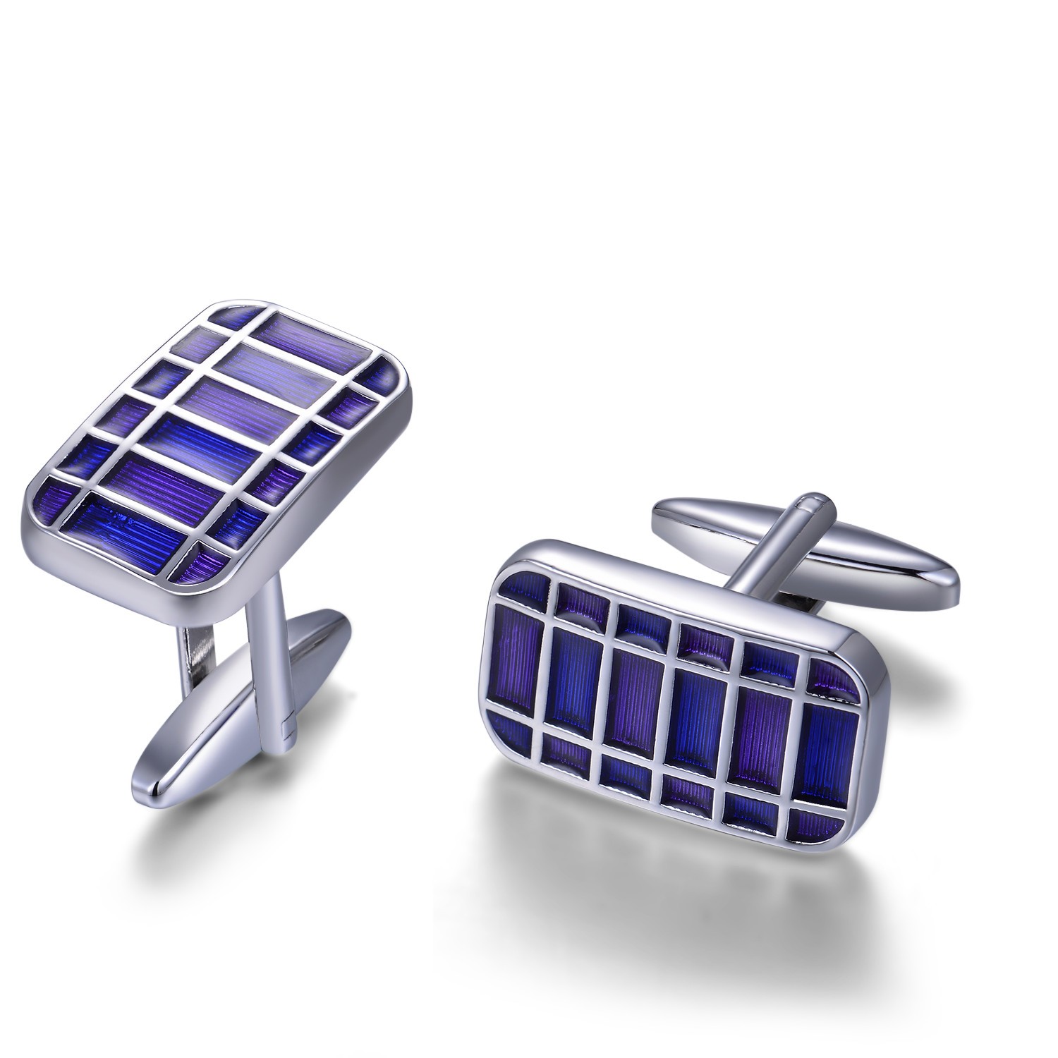 Blue Rhodium Plated Sublimation Cuff-link Enamel Wholesale Jewelry Brass Custom Cufflinks Men