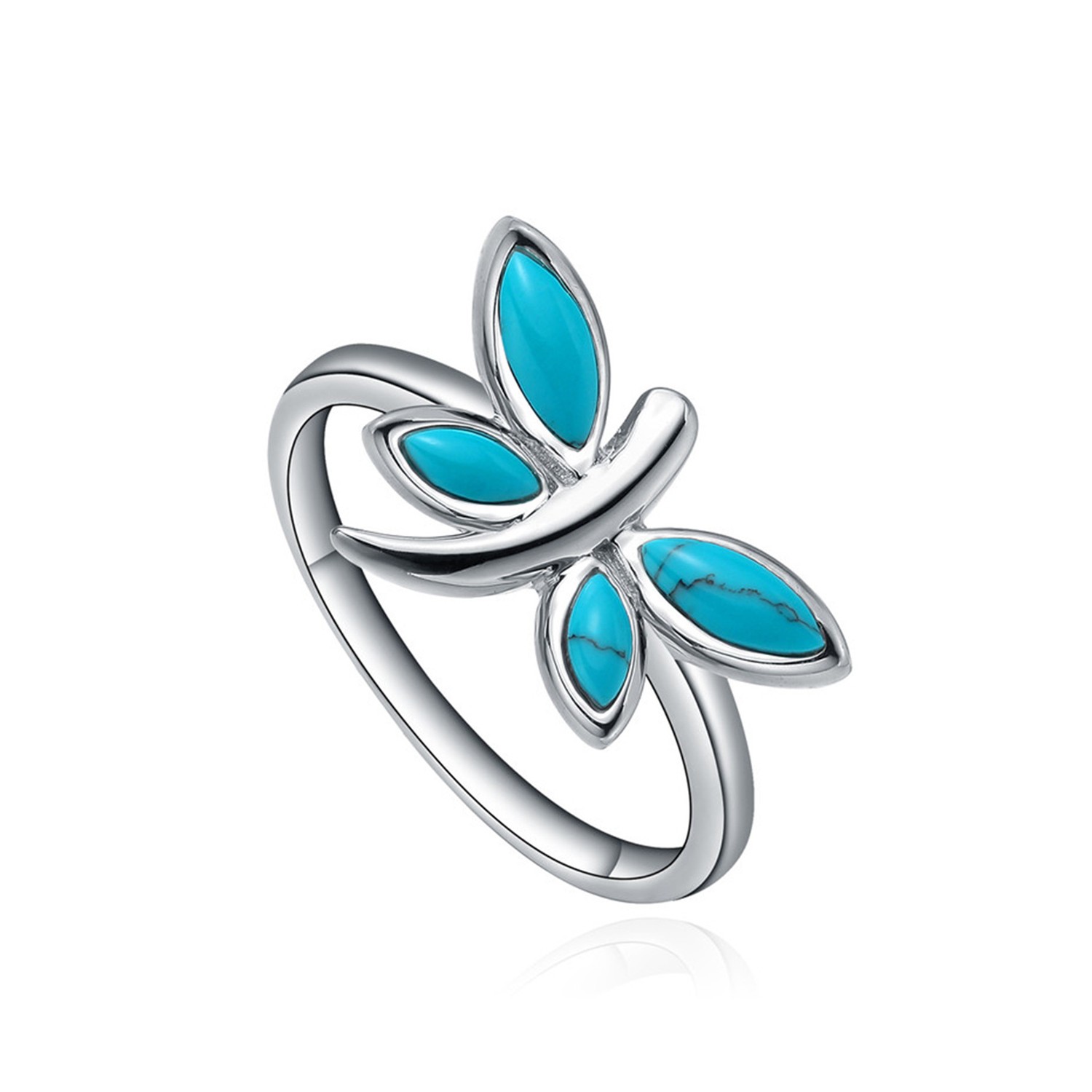 925 Sterling Silver Rhodium Plated Women Dainty Opal Turquoise Butterfly Jewelry Sets