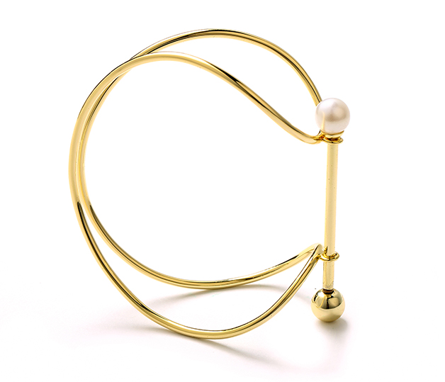 Unique design irregular bracelet custom logo 14K gold plated jewelry copper pearl women