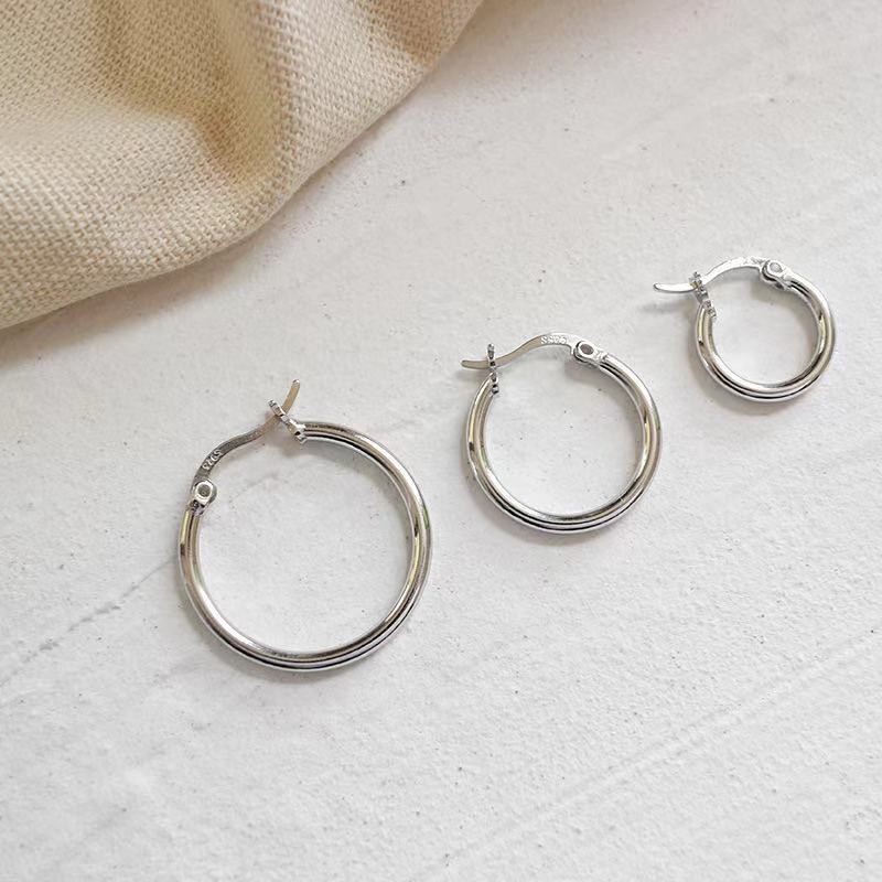 Fashion 925 Pure Sterling Silver Personalized Elegant Rhodium Plated Custom Geometric Hoop Earrings