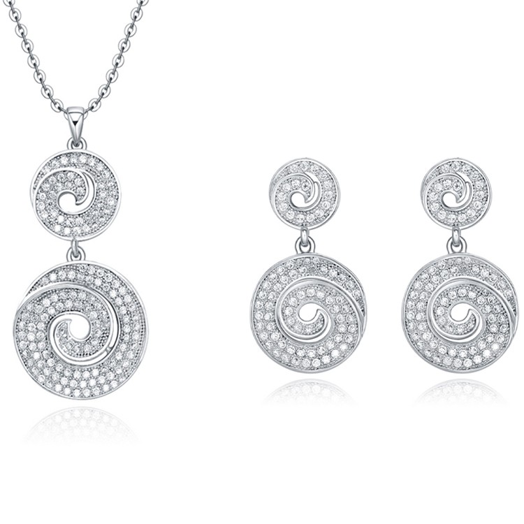 Women Pendant Necklace Charm 925 Sterling Silver Cubic Zirconia Jewelry set