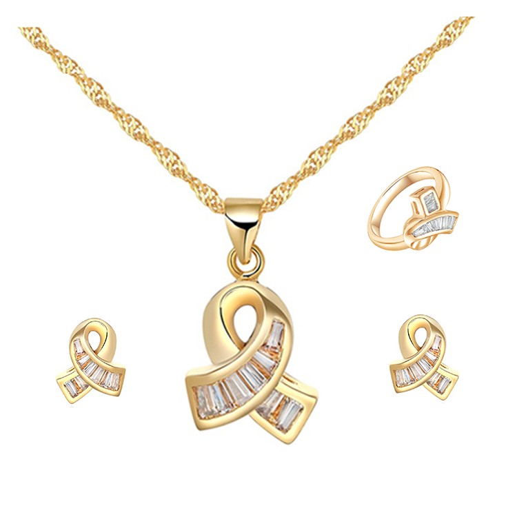 quality stone14k 18k gold plated pendant good silver jewelry set for women