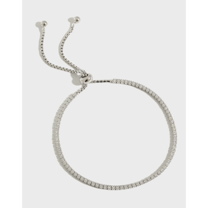 Wholesale CZ Women Jewelry 925 Sterling Silver Adjustable Cubic Zircon Tennis Bracelet Bangle