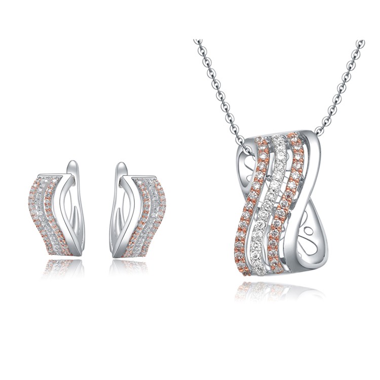 Elegant Trendy 925 Sterling Silver Necklace and Earring with Women Wedding Jewelry Sets