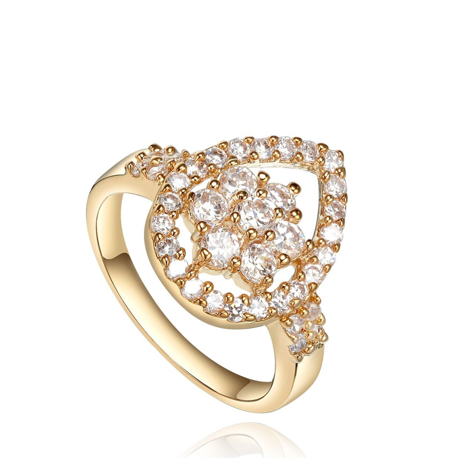 Fashion Jewelry Gold Earrings Pendant Necklace Ring Geometric Synthetic Ruby Teardrop Jewelry Set 
