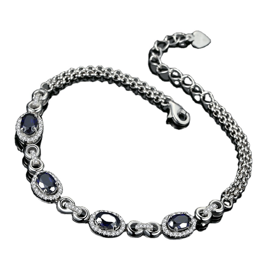 High quality Blue Zircon ladies luxury vintage jewelry bracelet