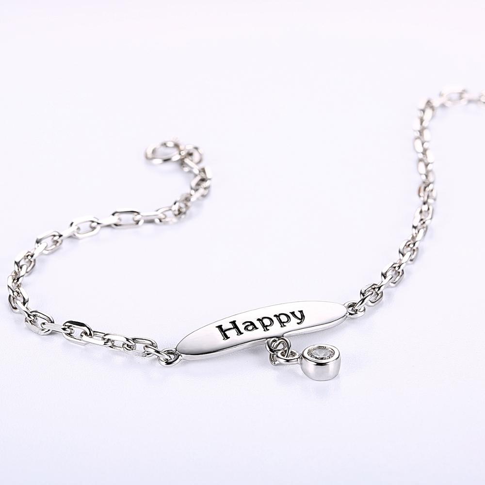 Simple custom 925 Sterling silver Bracelet Girls CZ Bracelet Jewelry women Happy bracelet