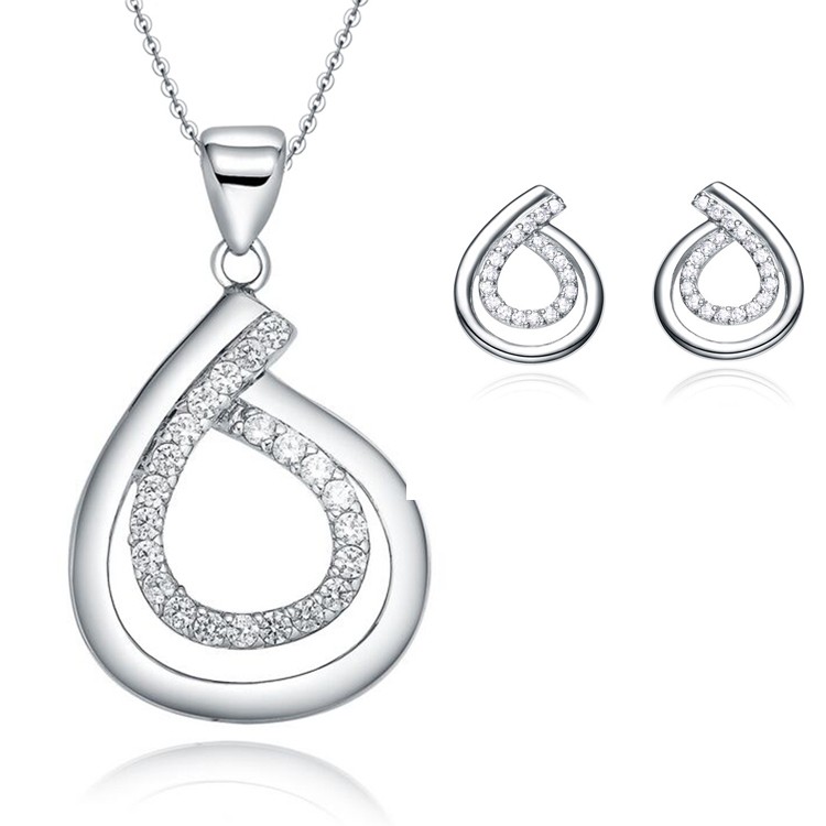 Hot Selling 925 Sterling Silver Necklace Earrings /Elegant Pendants Jewelry Sets for Women