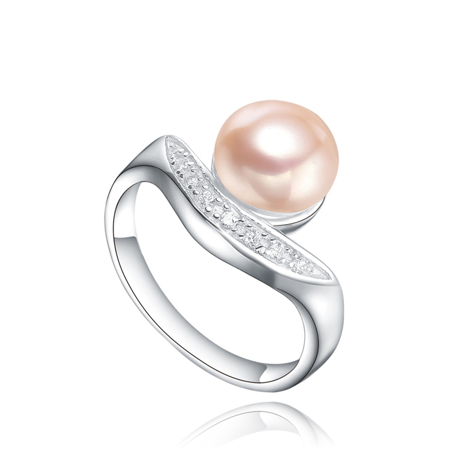 Elegant Pink Pearl Silver Ring