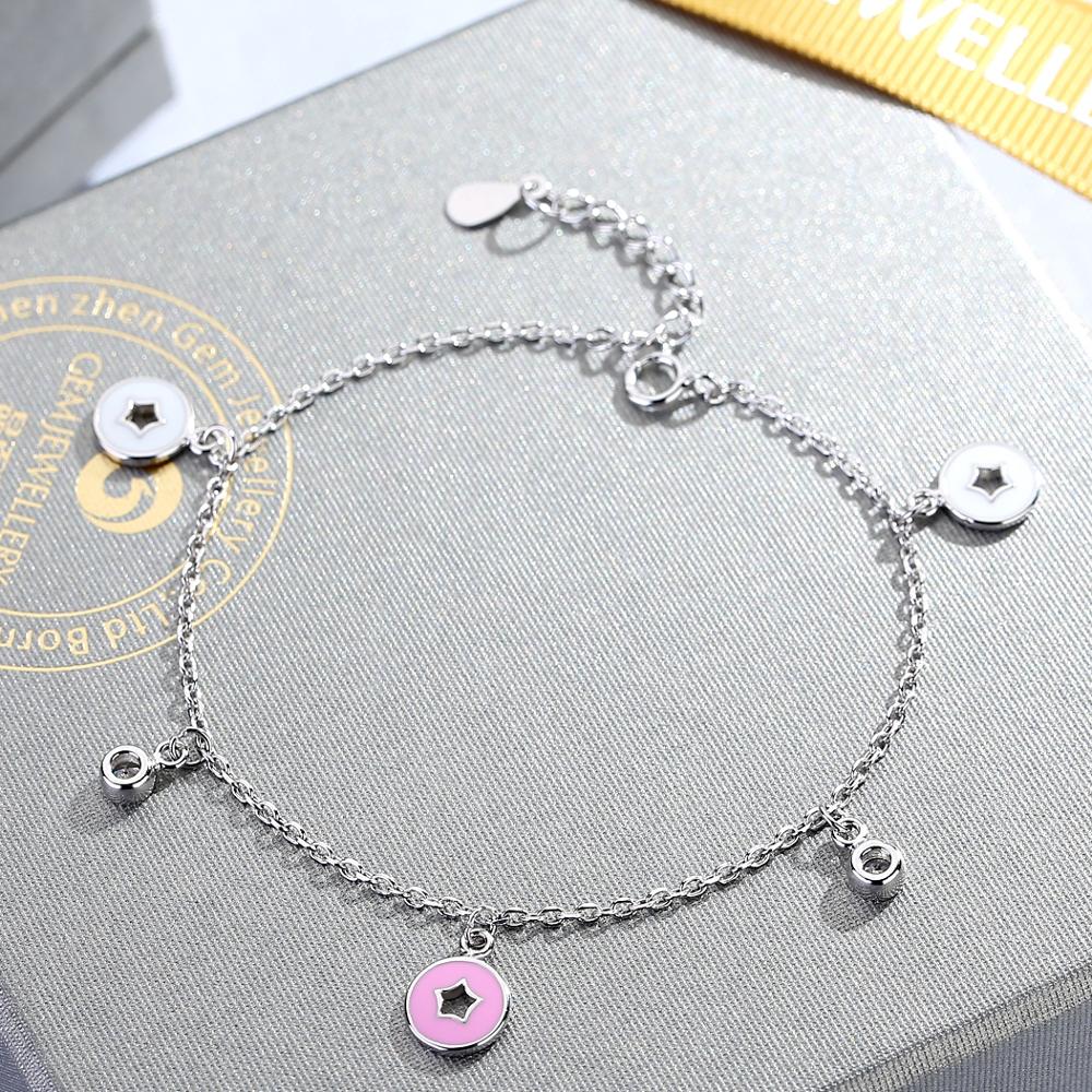 Fashion 925 sterling silver star pendant bracelet Enamel women