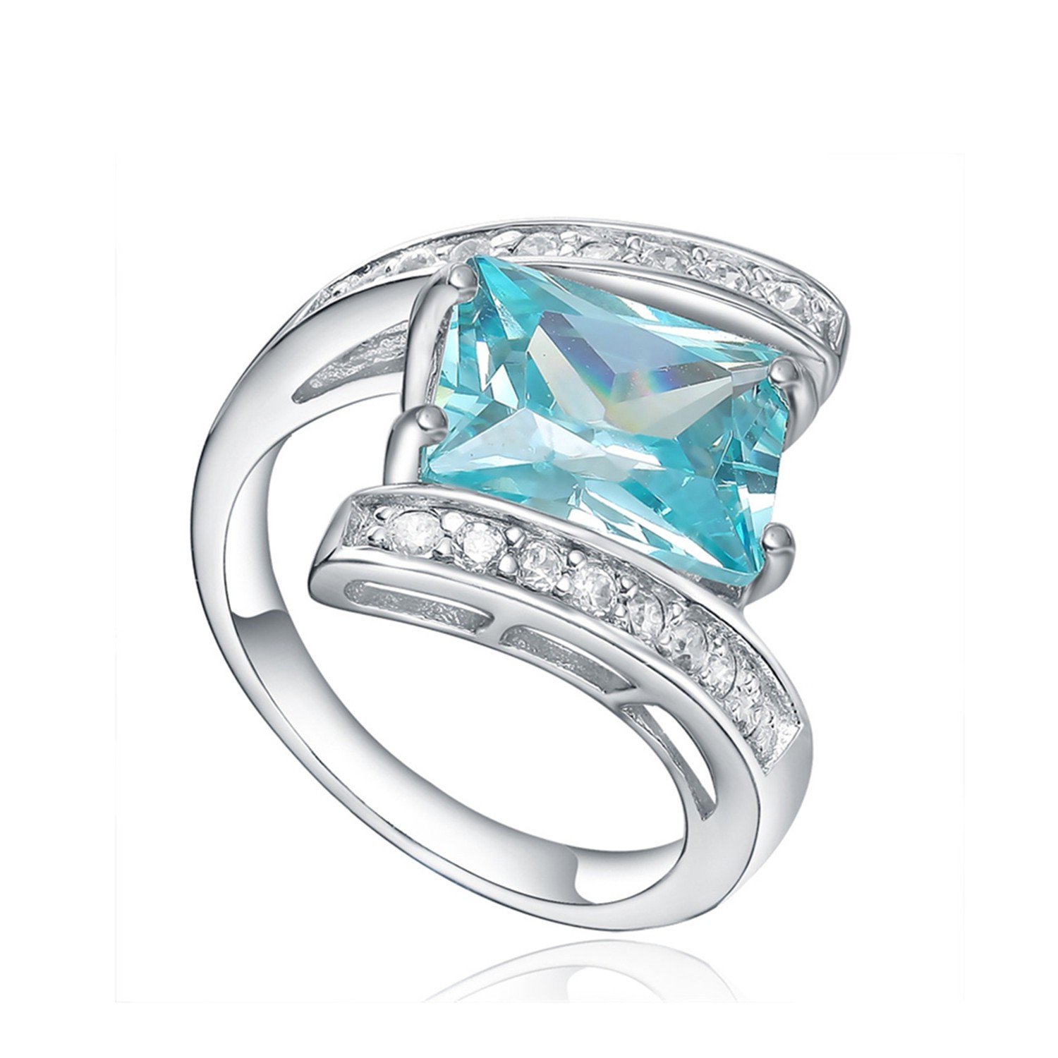 "Fashion silver blue zircon ring, shine your beauty