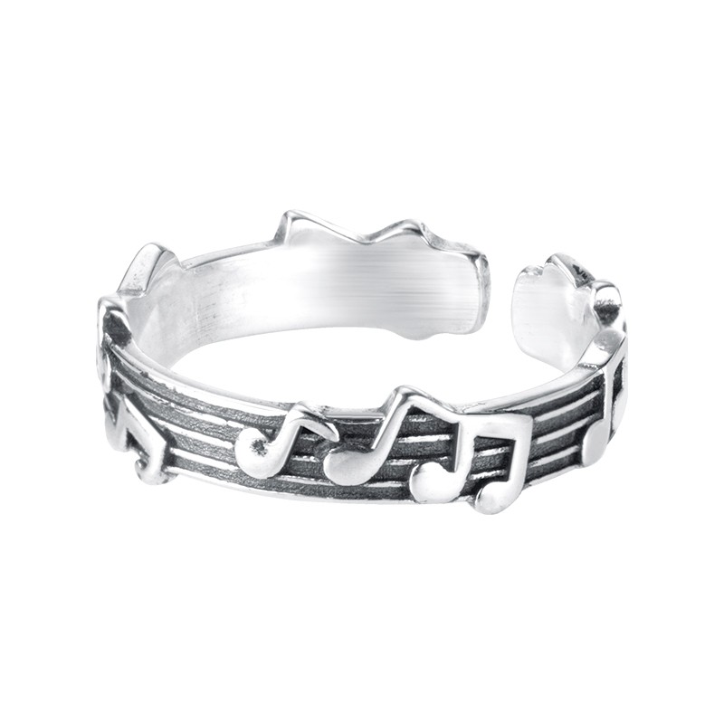 A must have for music lovers! Silver Open Adjustable Note Ring