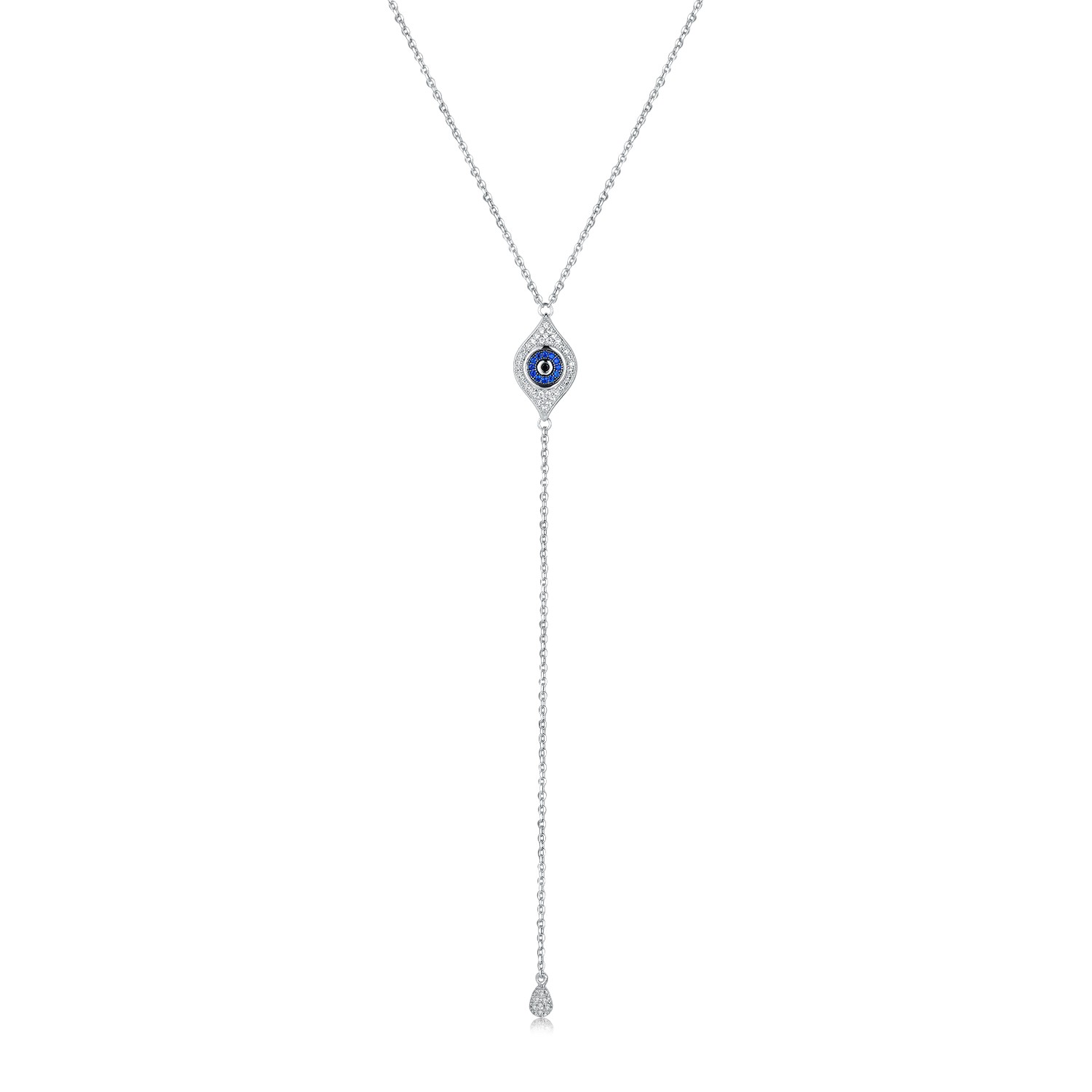 Female Zircon Women Jewelry Wholesale Sweater Chain 925 Sterling Silver Cubic Zirconia Eye Necklace