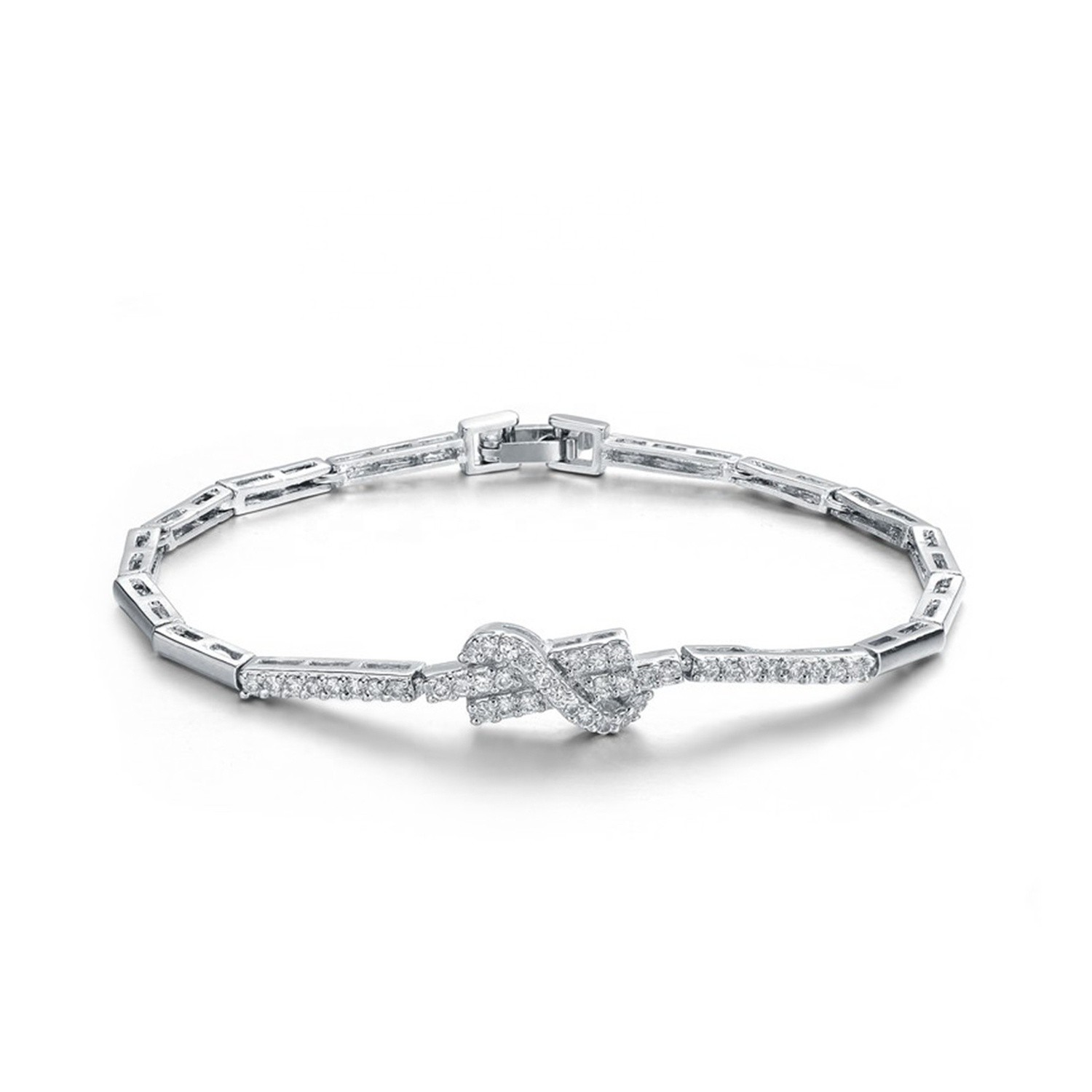 Silver Jewelry Bracelet Rhodium Plated 925 Sterling Silver Crystal Zircon Luxury Bracelets
