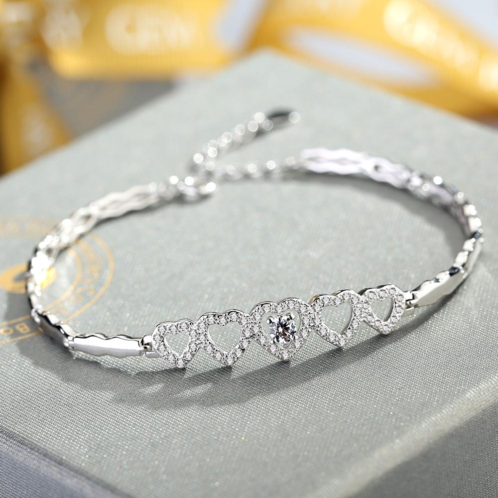 Hot selling 925 sterling silver Girl bracelet zircon heart bracelet