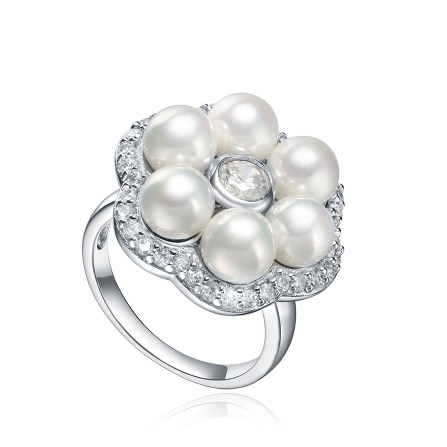 Elegant Stylish 925 sterling Silver ring white pearl jewelry sets for women