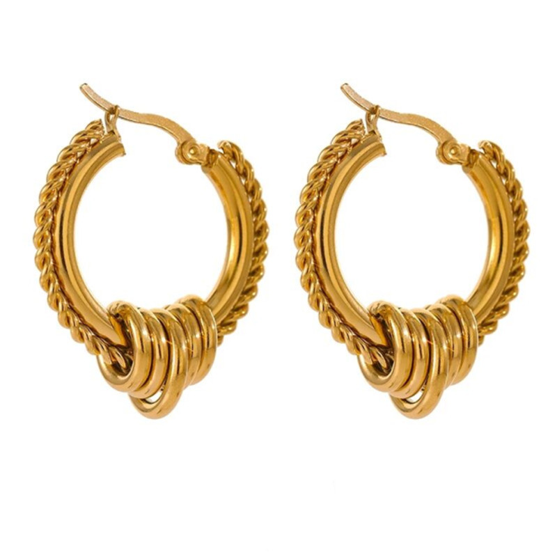 Stainless Steel Vintage Twist Hoop Earrings