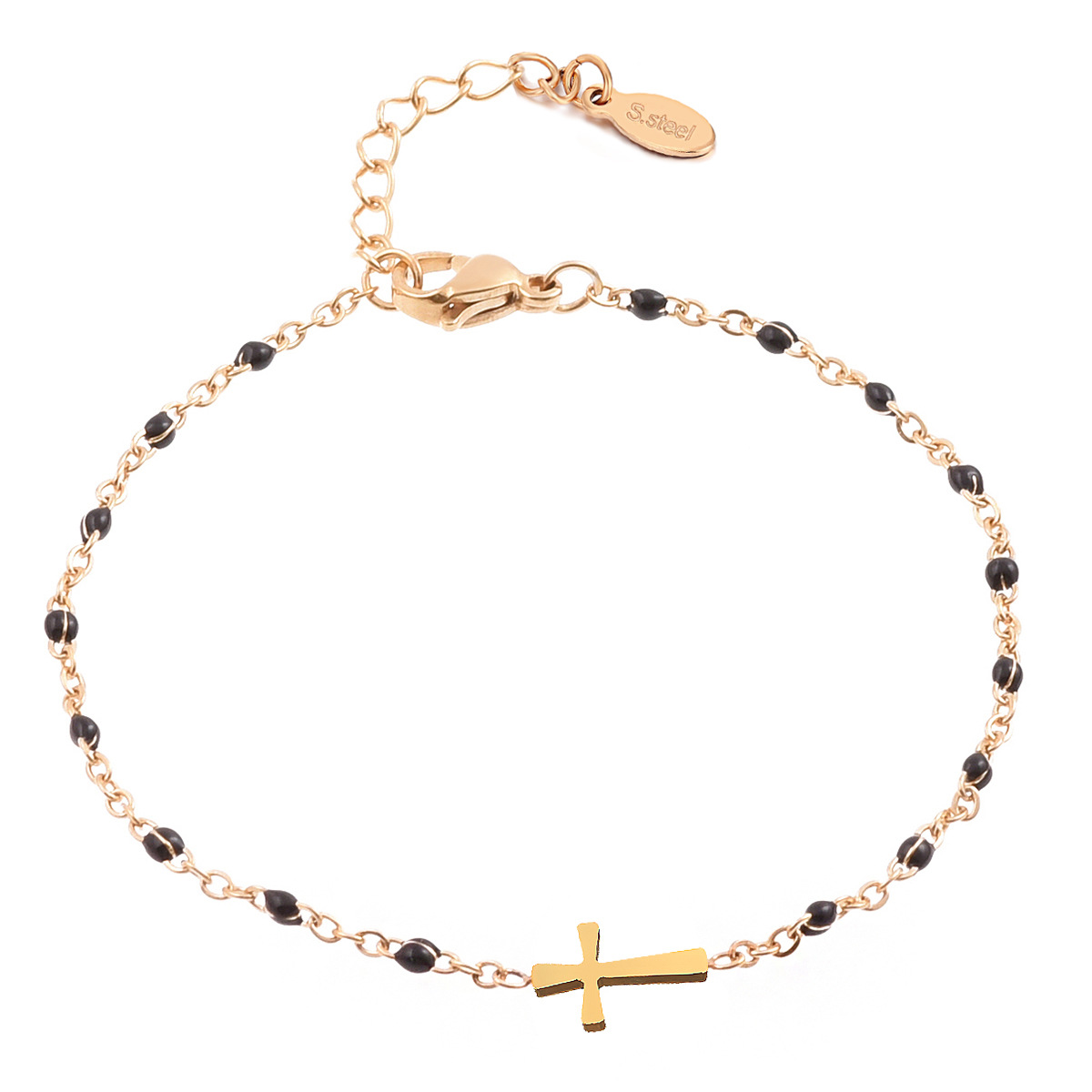 Stainless Steel Gold Plated Cross Bracelet