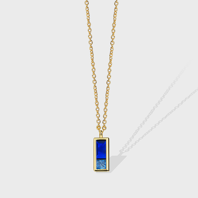 Brass Fashion Blue Zircon Pendant Necklace