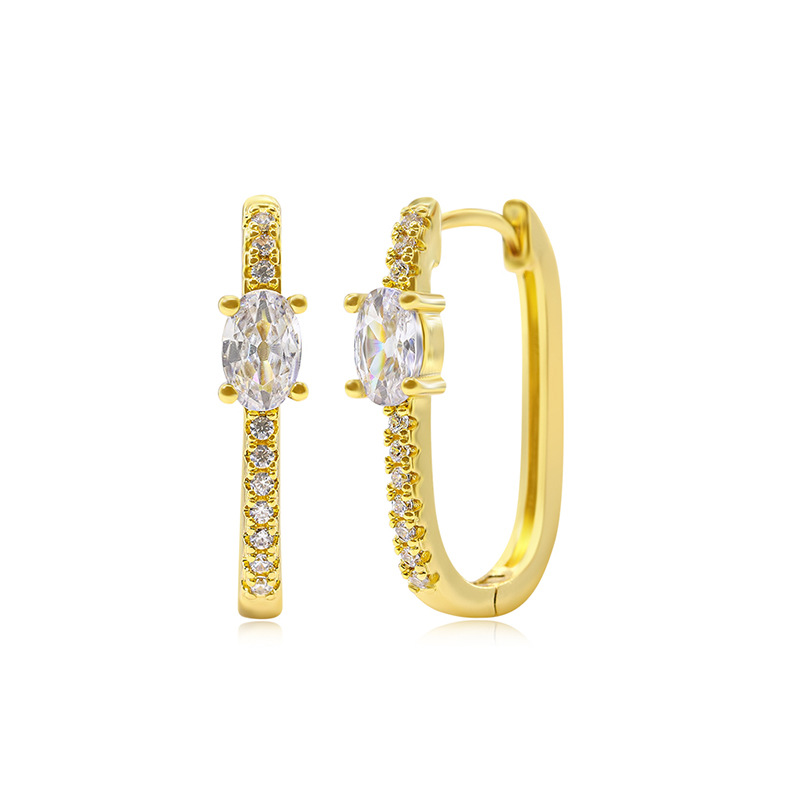 Brass Fashion U Shaped Zircon Earrings