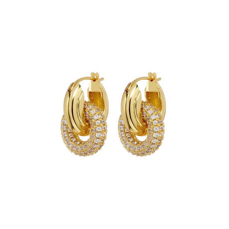 Brass Fashion Double Hoop Vintage Earrings
