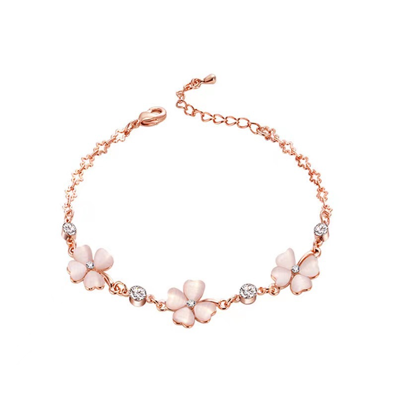 Brass Fashion Four Leaf Clover Rose Gold Bracelet