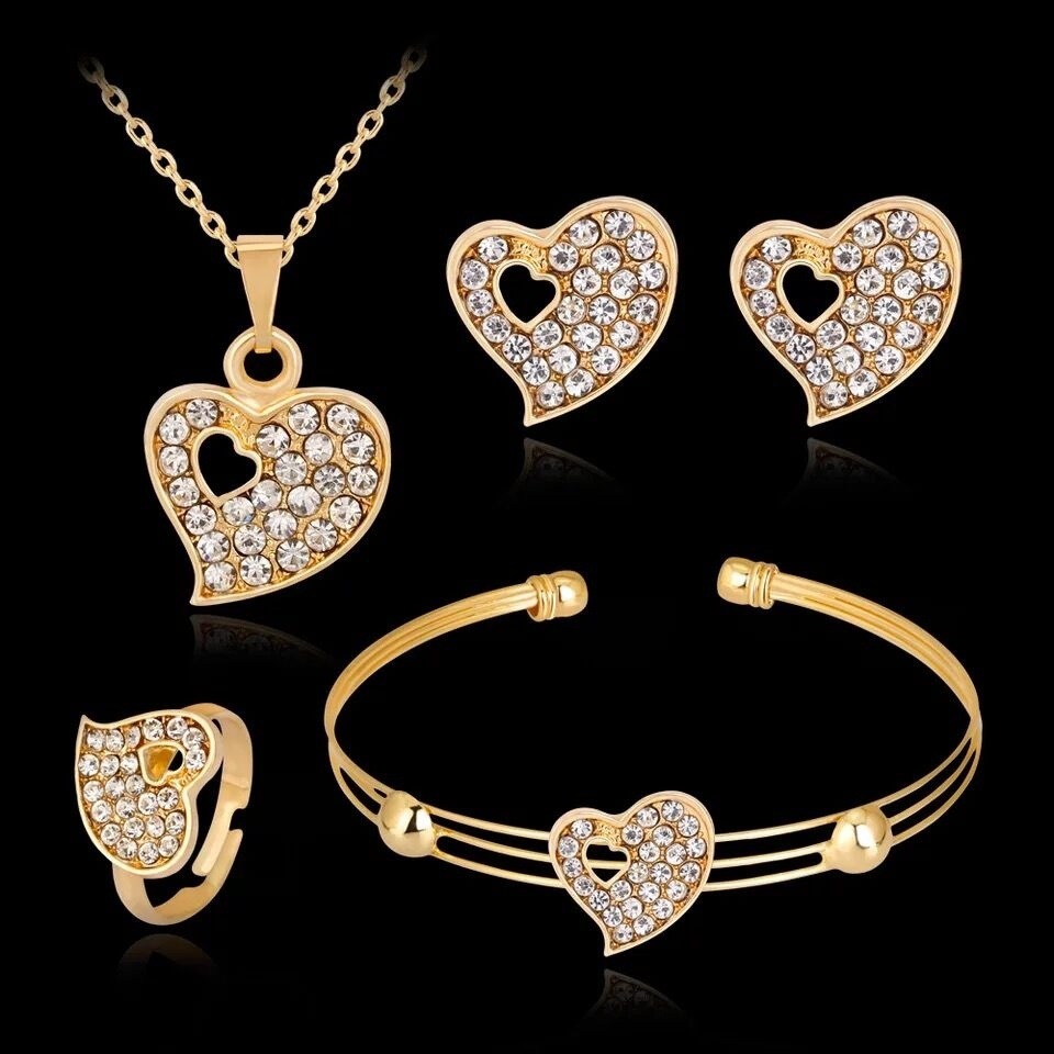 Brass Fashion Zirconia Heart Jewelry Set