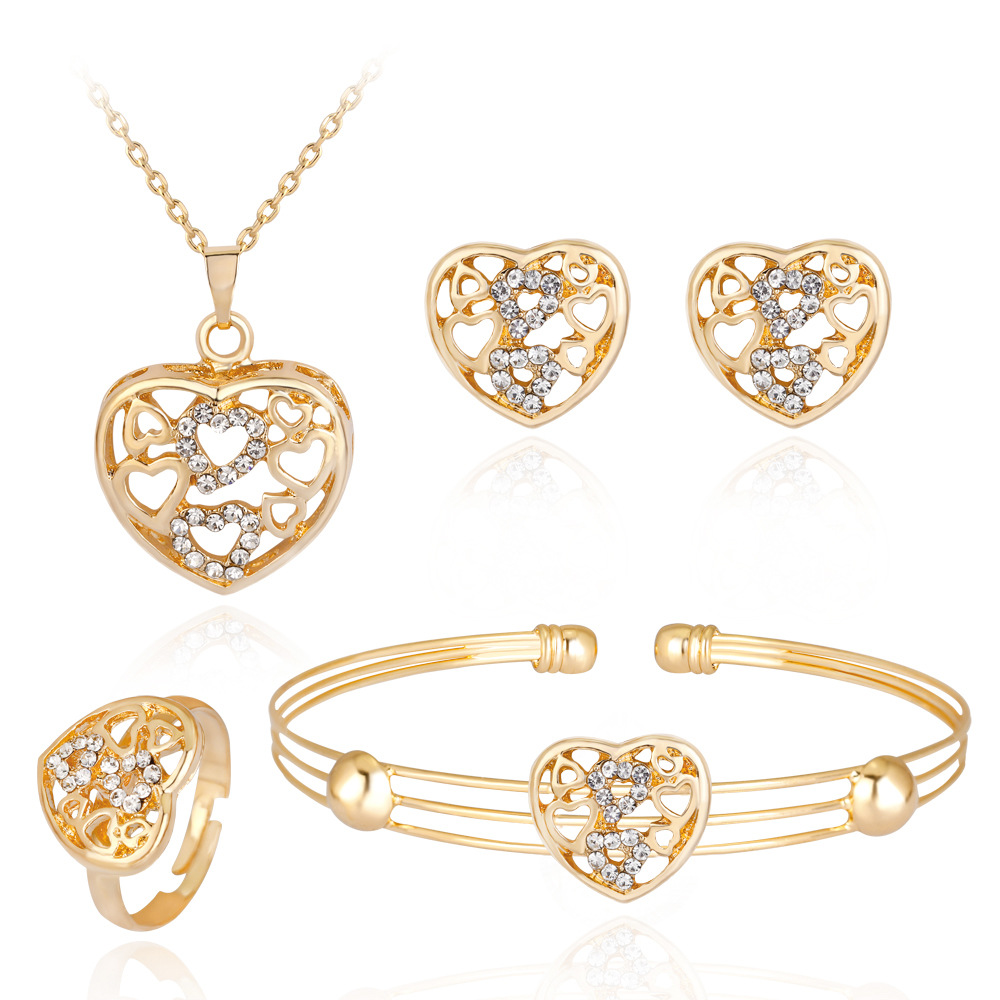 Brass Fashion Heart Cutout Jewelry Set