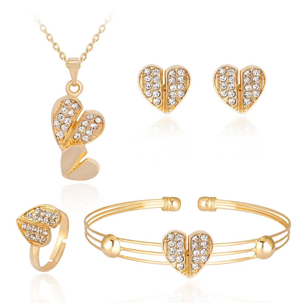 Brass Fashion Zirconia Heart Jewelry Set