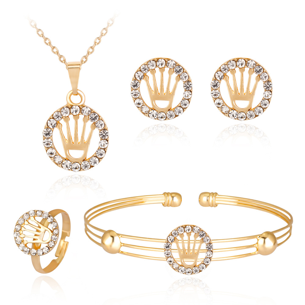 Brass Fashion Zircon Cutout Jewelry Set