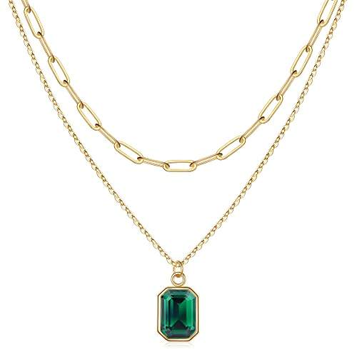 Stainless Steel Emerald Pendant Necklace