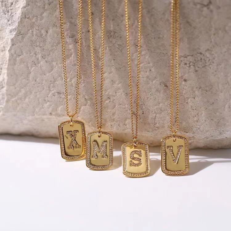 Personalized Gold Plated Copper Alphabet Pendant Necklace