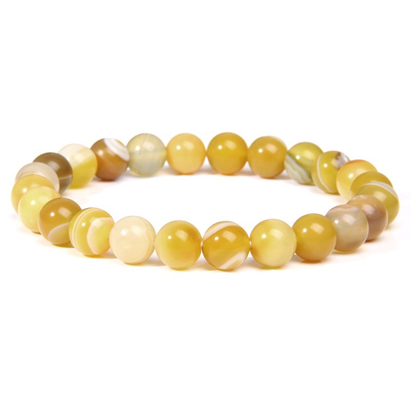 Yellow Stripe Agate Bracelet - Sunny Choice for Warmth and Harmony