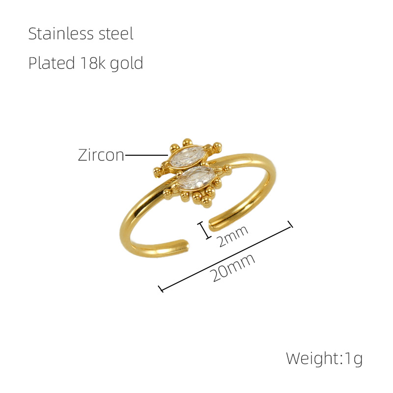 Radiant zircon open ring - sparkling charm