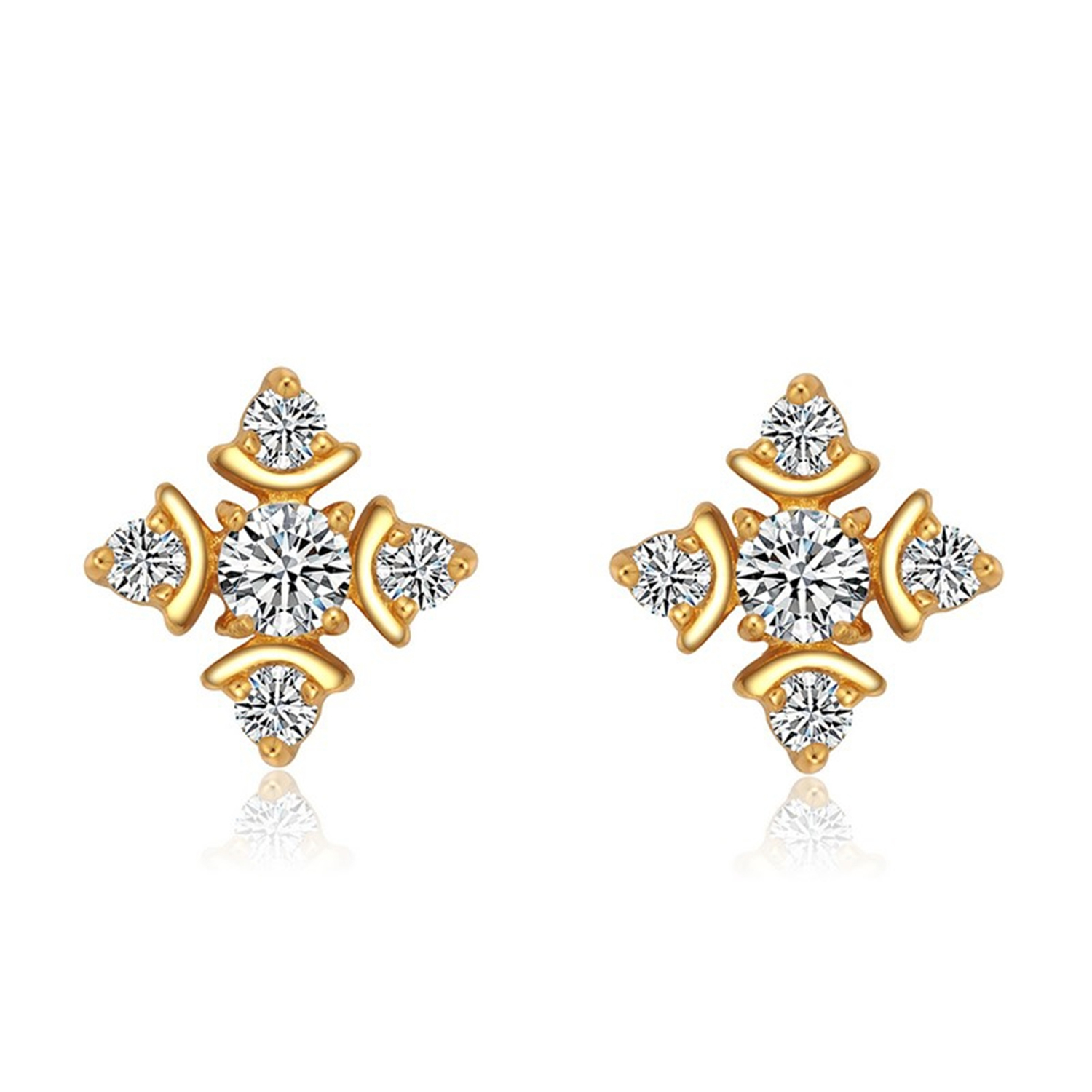 925 sterling silver gold plated stud earrings women jewelry(图2)