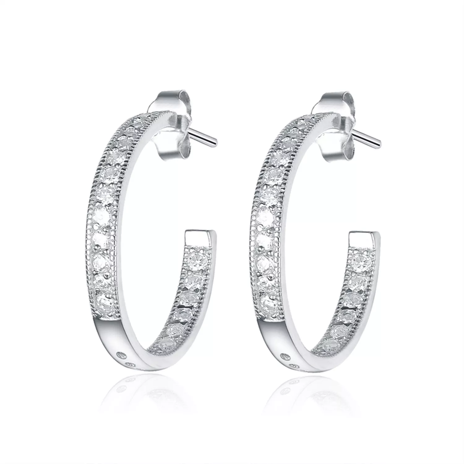 wholesale earrings jewellery for women 925 sterling silver cubic zirconia hoop earrings (图1)