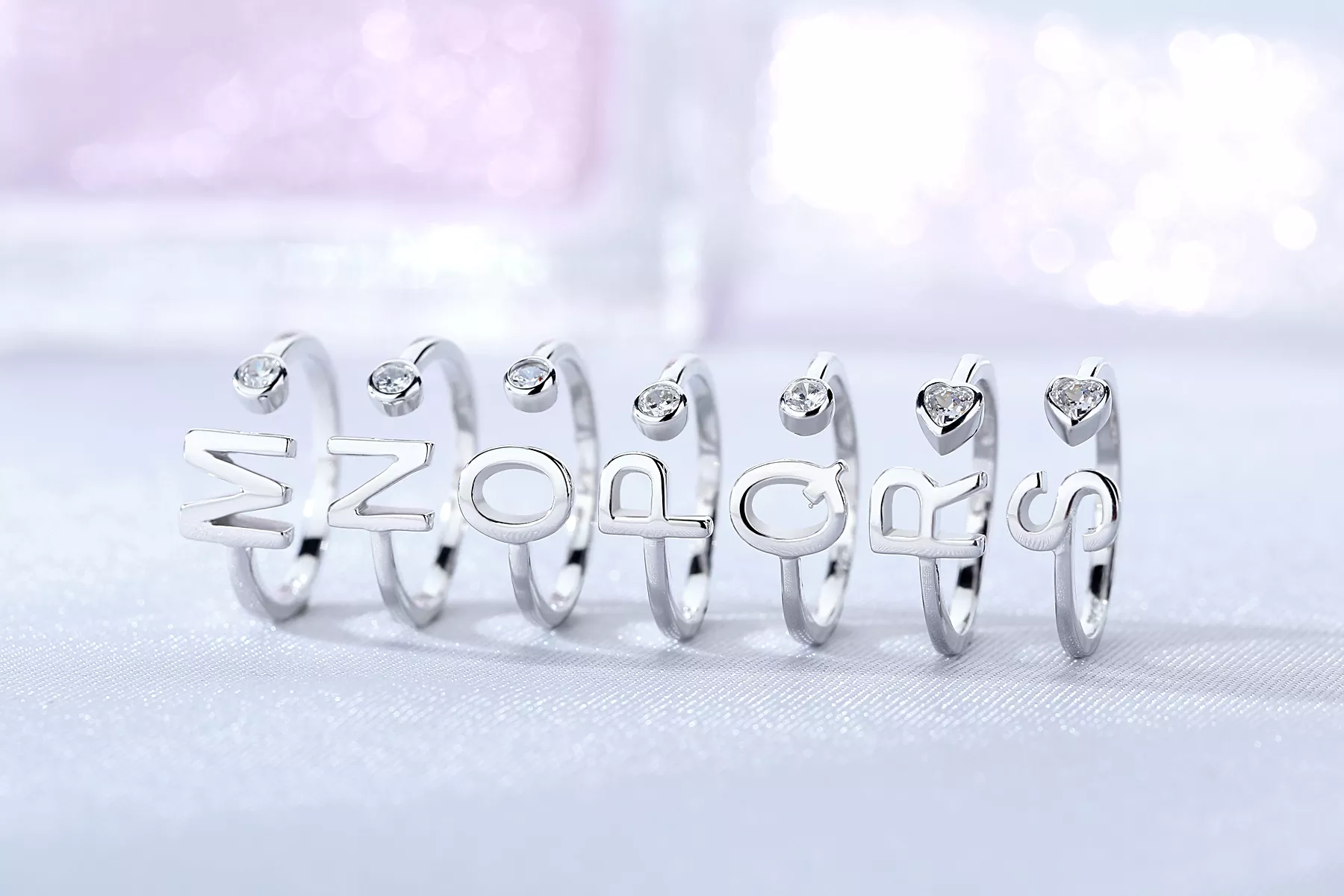 Adjustable 925 Sterling Silver Rings Simple Initials and Letters Rings Unisex A-Z(图1)