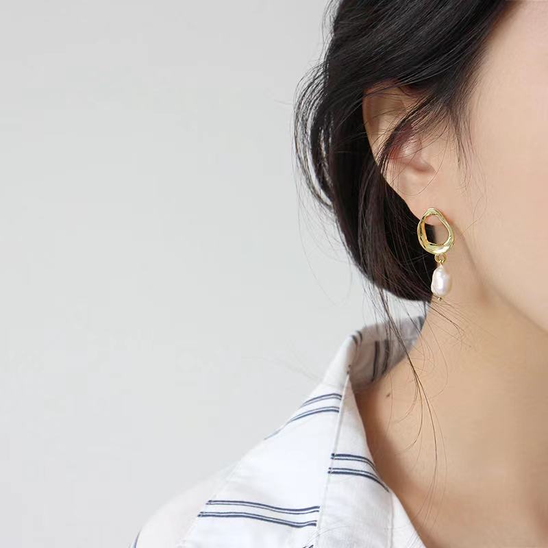 Fina jewelry manufacturer earrings sterling silver earrings drop pearl earrings scandinavian design(图2)
