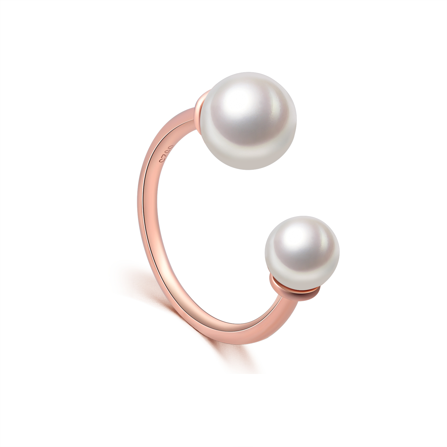 Custom pearl 925 sterling Silver ring open ring rose gold plated jewelry for women(图1)