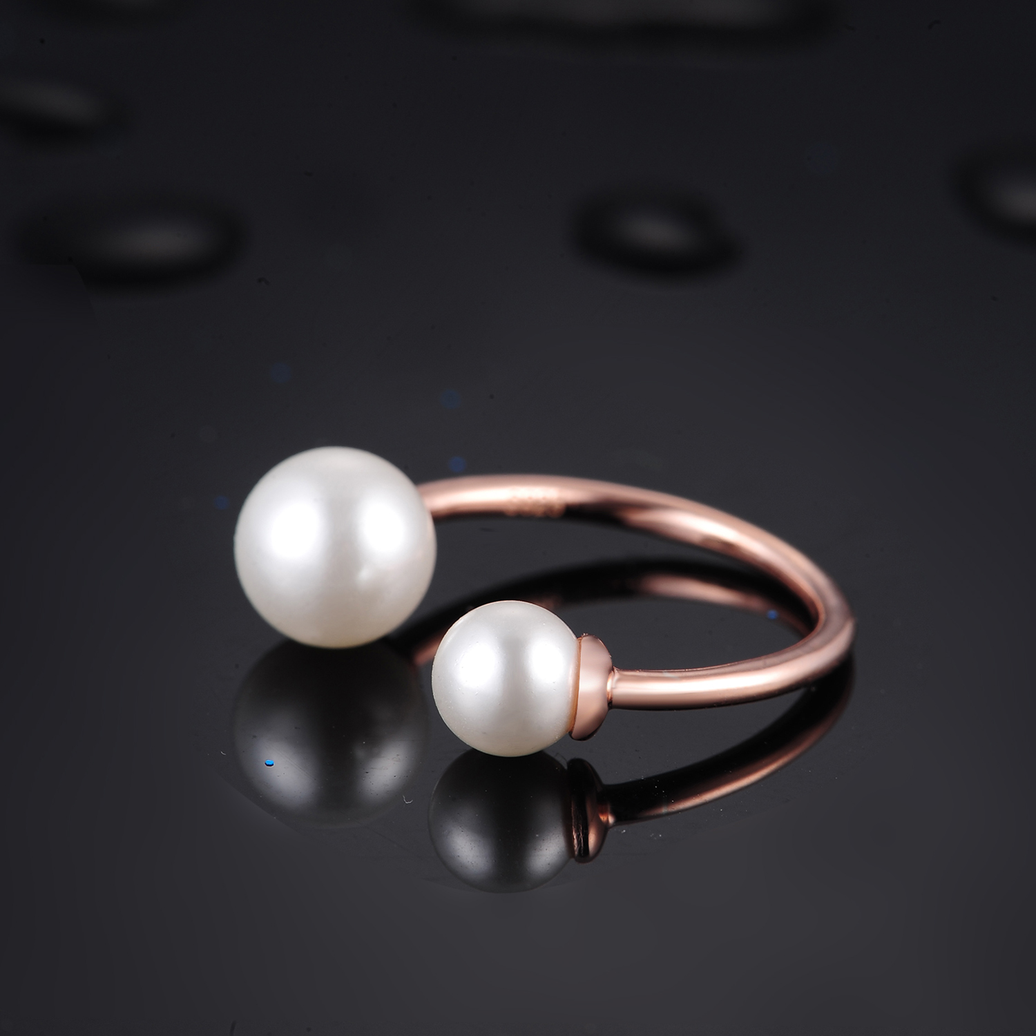 Custom pearl 925 sterling Silver ring open ring rose gold plated jewelry for women(图4)