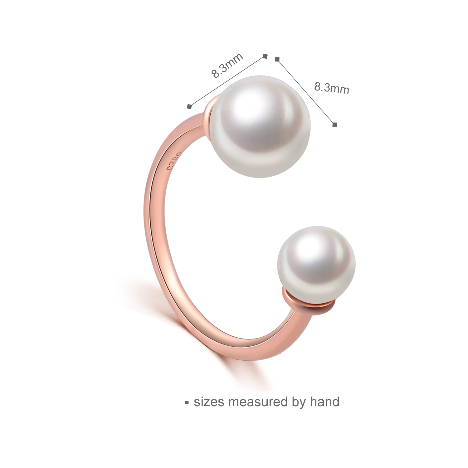 Custom pearl 925 sterling Silver ring open ring rose gold plated jewelry for women(图2)